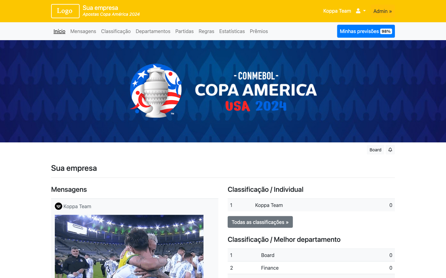 Apostas Copa América 2024 Home